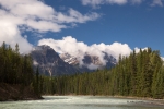 Alberta;Athabasca-River;Blue-Sky;Canada;Clouds;Jasper-National-Park;Mountains